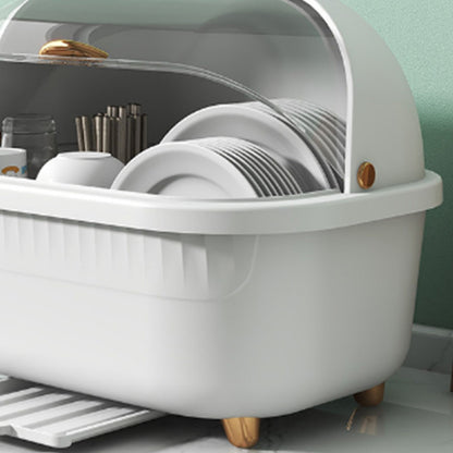 Dish Drying Box Multifunctional Space Saving Dish Drainer with Lid Cover for Kitchen Accessories White L