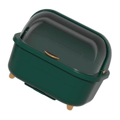 Dish Drying Box Multifunctional Space Saving Dish Drainer with Lid Cover for Kitchen Accessories Green L