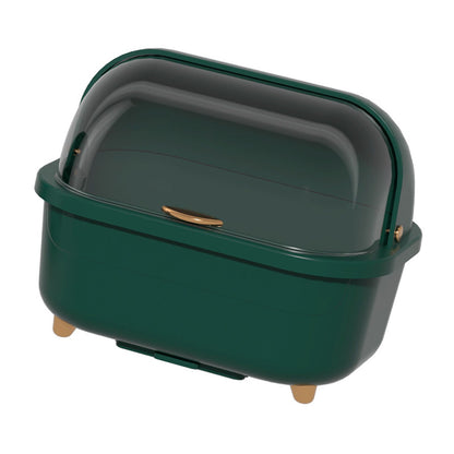 Dish Drying Box Multifunctional Space Saving Dish Drainer with Lid Cover for Kitchen Accessories Green L