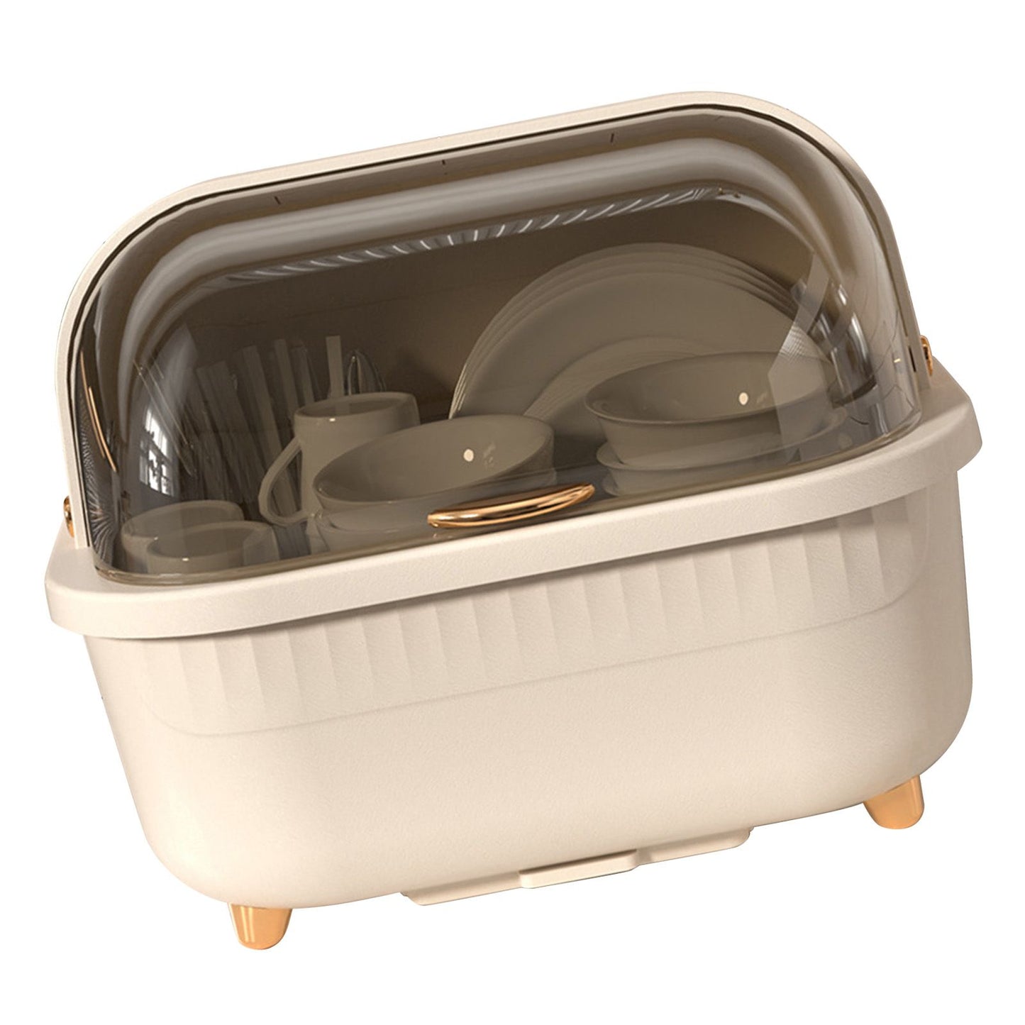 Dish Drying Box Multifunctional Space Saving Dish Drainer with Lid Cover for Kitchen Accessories Apricot M