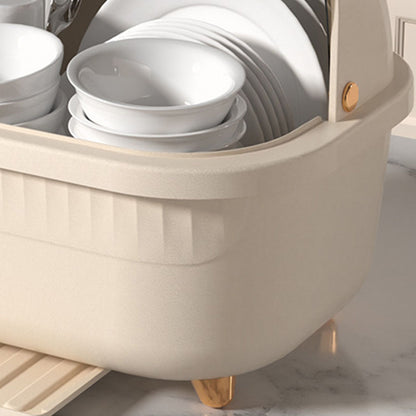 Dish Drying Box Multifunctional Space Saving Dish Drainer with Lid Cover for Kitchen Accessories Apricot M