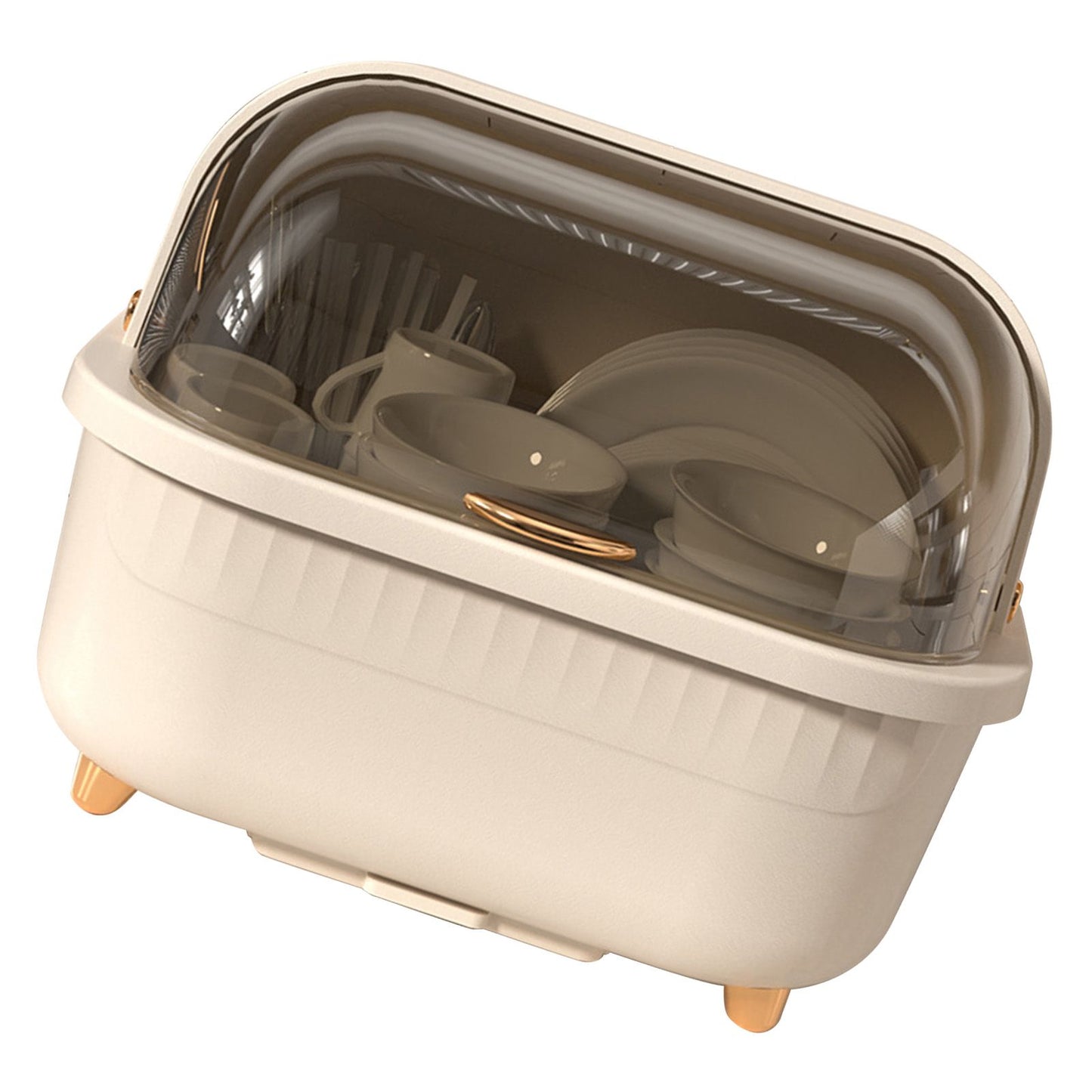 Dish Drying Box Multifunctional Space Saving Dish Drainer with Lid Cover for Kitchen Accessories Apricot L