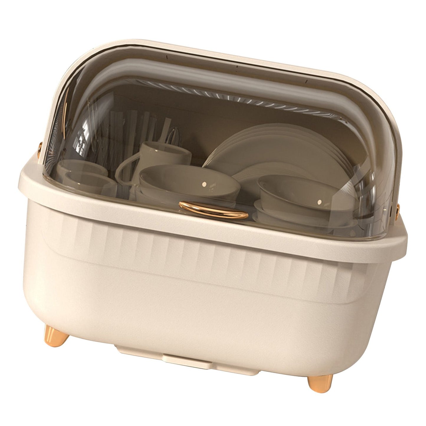 Dish Drying Box Multifunctional Space Saving Dish Drainer with Lid Cover for Kitchen Accessories Apricot L