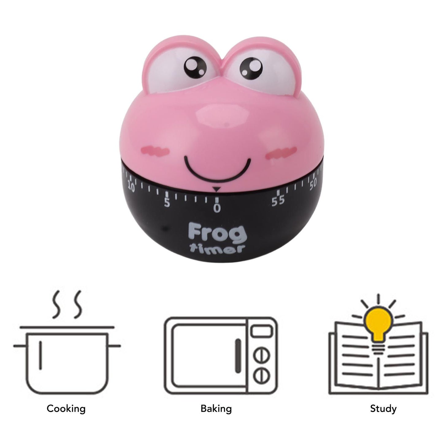 Cartoon Machinery Timer High Accuracy Adjustable 60 Minutes Mechanical Kitchen Cooking Timer for Kitchen Study Pink