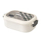 2 Compartment Bento Box Heat Preservation Stainless Steel Interlayer Lunch Box Airtight Portable Food Storage Containers for School Office Grid