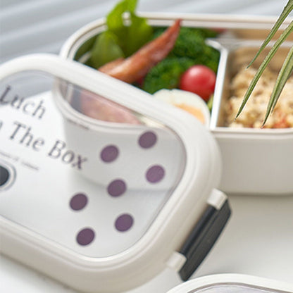 2 Compartment Bento Box Heat Preservation Stainless Steel Interlayer Lunch Box Airtight Portable Food Storage Containers for School Office Dot