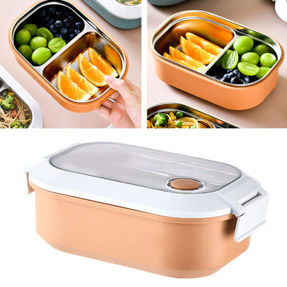 Lunch Box Stainless Steel Insulation Leakproof Cute Design Portable Bento Box for School Office Orange