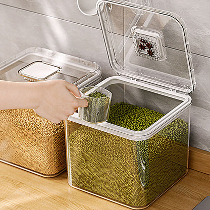 Rice Container Airtight Anti Bugs Moistureproof Hinged Lid Strong Plastic Rice Storage Bin for Family Kitchen White(16.5lb Capacity)