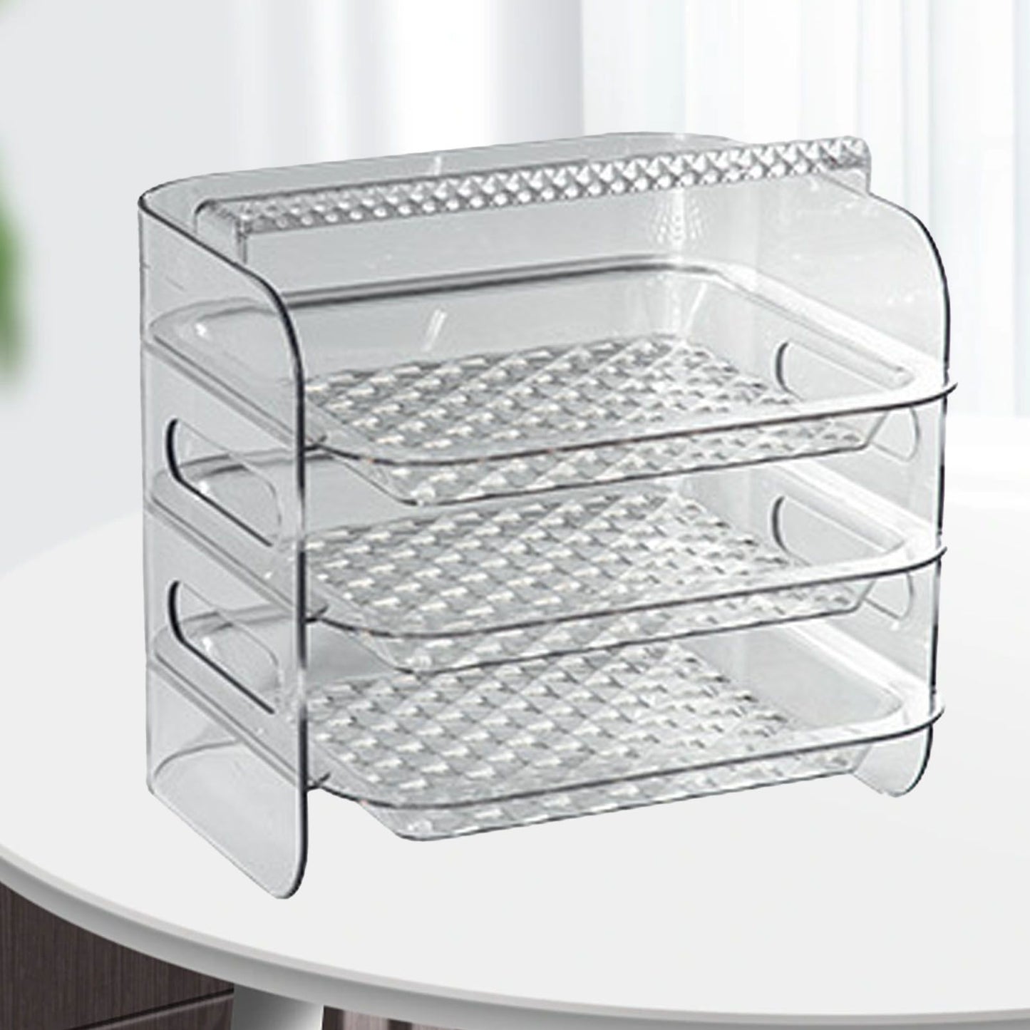 Multi Layer Food Tray Multifunctional Strong Capacity Durable Vegetable Fruit Preparation Plate 3 Layer White