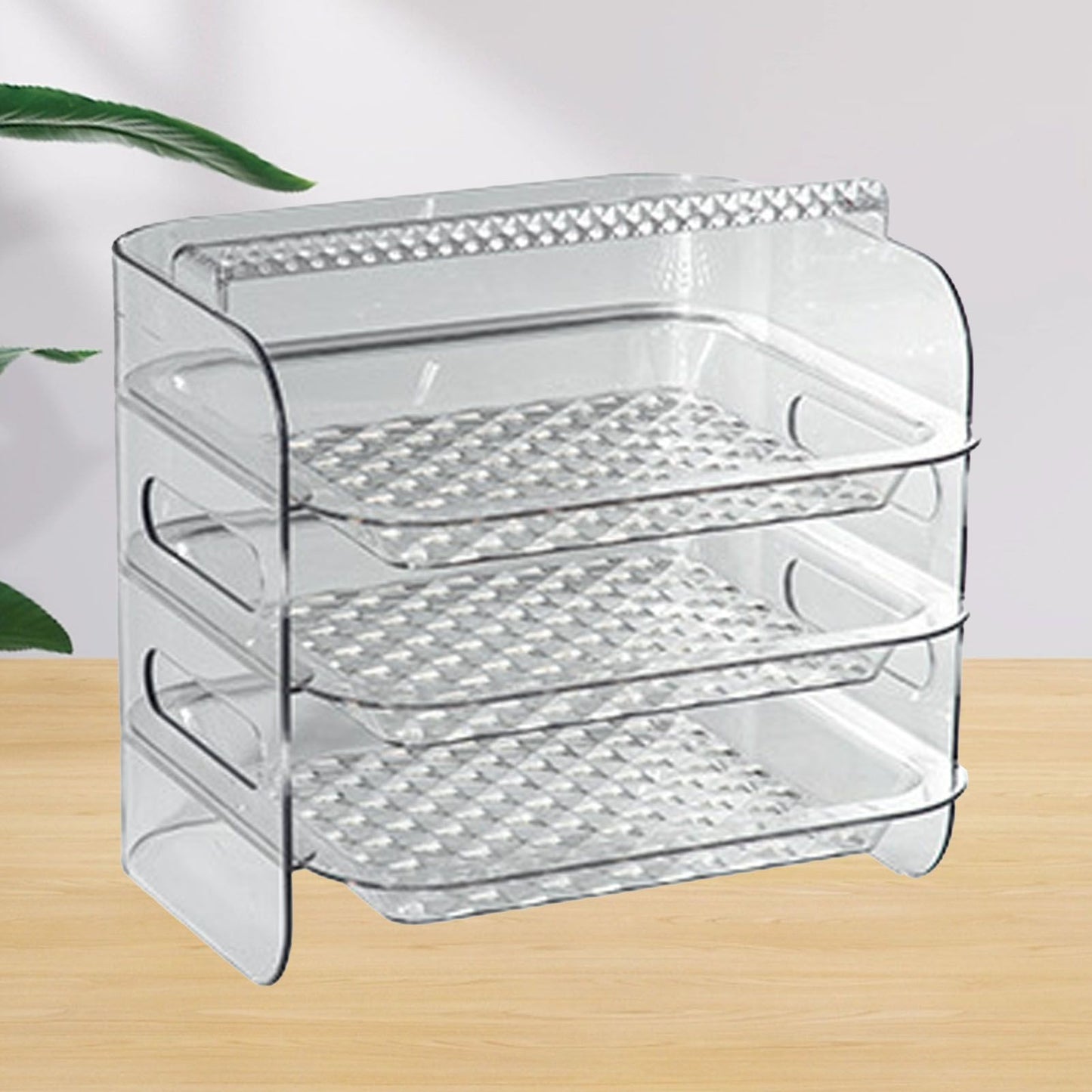 Multi Layer Food Tray Multifunctional Strong Capacity Durable Vegetable Fruit Preparation Plate 3 Layer White
