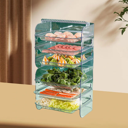 Multi Layer Food Tray Multifunctional Strong Capacity Durable Vegetable Fruit Preparation Plate 6 Layer White