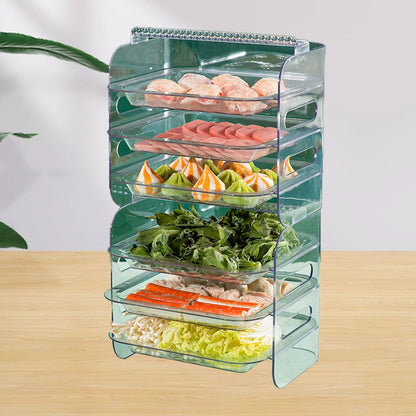 Multi Layer Food Tray Multifunctional Strong Capacity Durable Vegetable Fruit Preparation Plate 6 Layer White