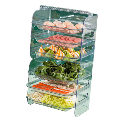 Multi Layer Food Tray Multifunctional Strong Capacity Durable Vegetable Fruit Preparation Plate 6 Layer White