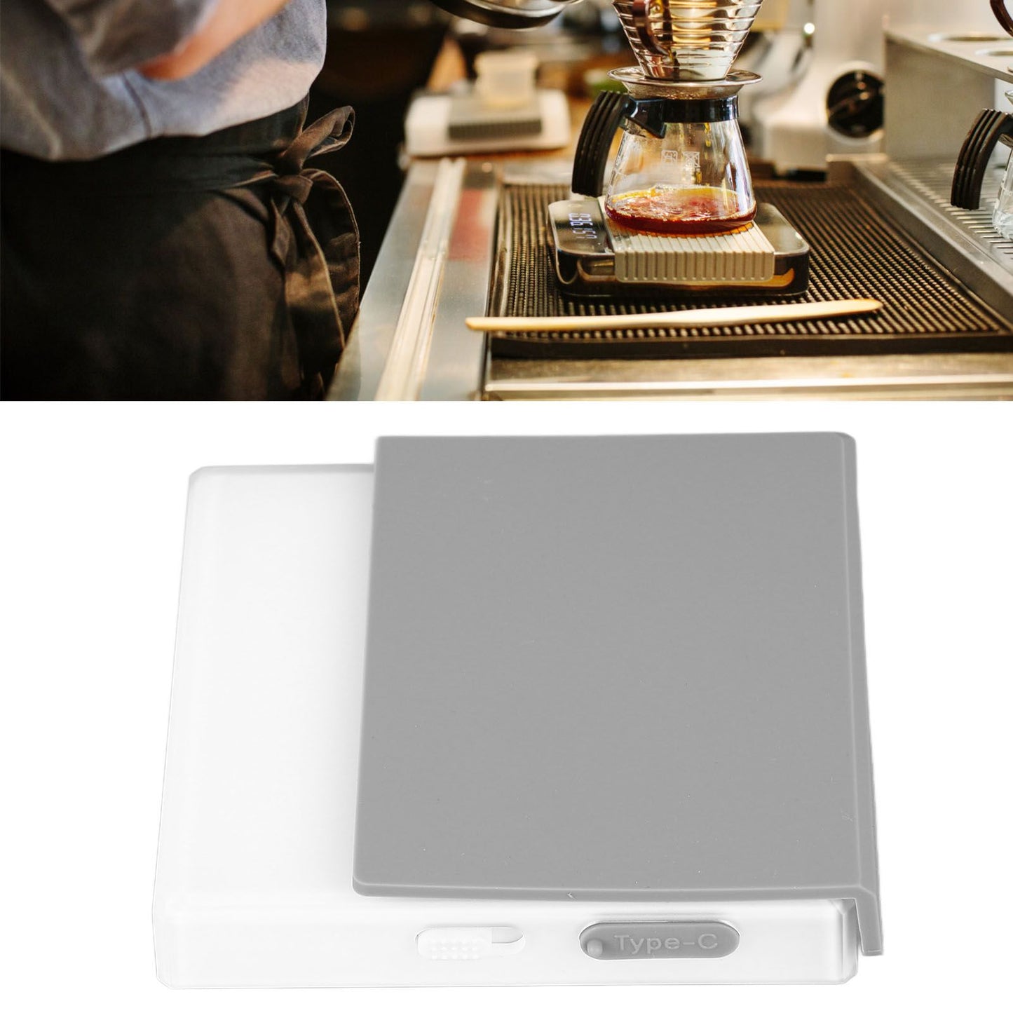 Digital Coffee Scale with Timer 3 Modes High Accuracy 900mAh Type C Charging Touch Control Mini Smart Kitchen Scale white