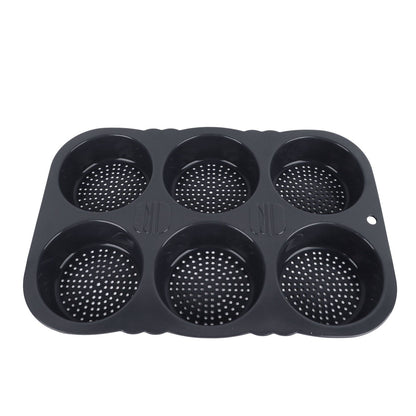6 Cavity Hamburger Bun Mould Foldable Reusable Bread Mould ‑40℉ to +446℉ Heat Resistance Baking Mould for Kitchen