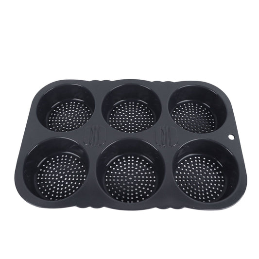 6 Cavity Hamburger Bun Mould Foldable Reusable Bread Mould ‑40℉ to +446℉ Heat Resistance Baking Mould for Kitchen