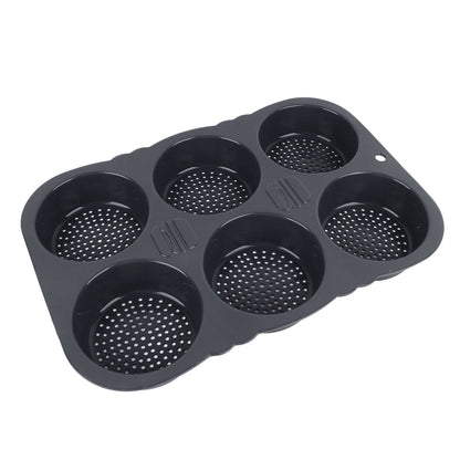 6 Cavity Hamburger Bun Mould Foldable Reusable Bread Mould ‑40℉ to +446℉ Heat Resistance Baking Mould for Kitchen