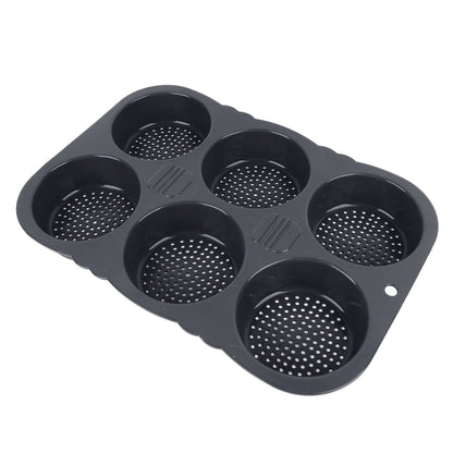 6 Cavity Hamburger Bun Mould Foldable Reusable Bread Mould ‑40℉ to +446℉ Heat Resistance Baking Mould for Kitchen