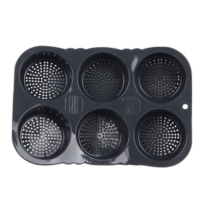 6 Cavity Hamburger Bun Mould Foldable Reusable Bread Mould ‑40℉ to +446℉ Heat Resistance Baking Mould for Kitchen