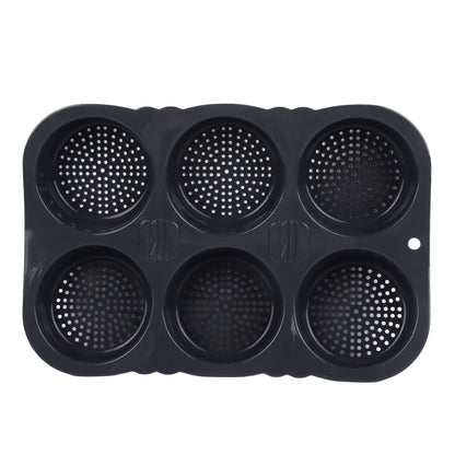 6 Cavity Hamburger Bun Mould Foldable Reusable Bread Mould ‑40℉ to +446℉ Heat Resistance Baking Mould for Kitchen