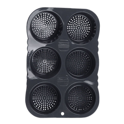 6 Cavity Hamburger Bun Mould Foldable Reusable Bread Mould ‑40℉ to +446℉ Heat Resistance Baking Mould for Kitchen