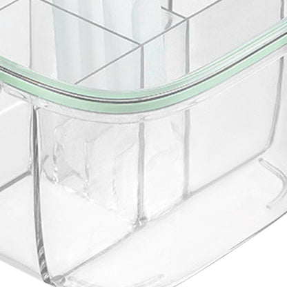 Seasoning Box 4 Compartments Transparent Window Strong PET Seasoning Jar with 4 Spoons for Home Kitchen Cooking Light Green