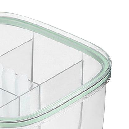 Seasoning Box 4 Compartments Transparent Window Strong PET Seasoning Jar with 4 Spoons for Home Kitchen Cooking Light Green