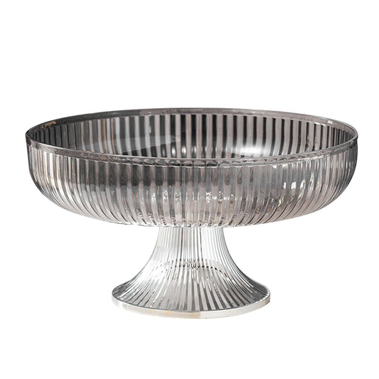 Fruit Plate Multifunctional Plastic Stylish Space Saving Decorative Snack Bowl for Candy Nuts Silver Gray