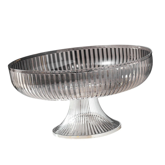 Fruit Plate Multifunctional Plastic Stylish Space Saving Decorative Snack Bowl for Candy Nuts Silver Gray