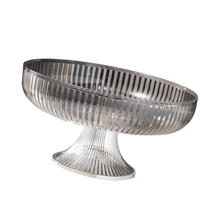 Fruit Plate Multifunctional Plastic Stylish Space Saving Decorative Snack Bowl for Candy Nuts Silver Gray