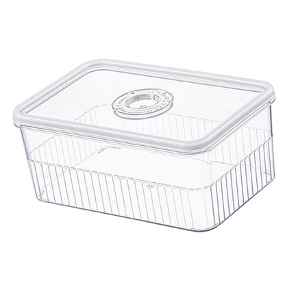 Refrigerator Storage Box with Lids Plastic Transparent Sealed Fridge Food Storage Containers for Fruits Vegetables M