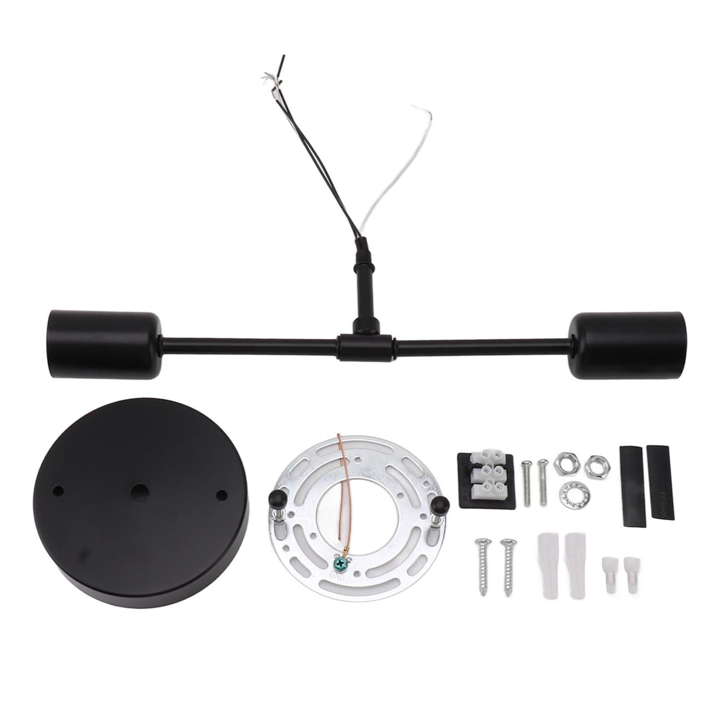 E27 E26 Double Wall Light Base Iron 85‑265V Black Modern Light Holder Base for Living Room Bathroom Dressing Room