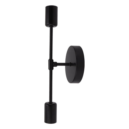 E27 E26 Double Wall Light Base Iron 85‑265V Black Modern Light Holder Base for Living Room Bathroom Dressing Room