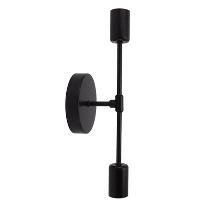 E27 E26 Double Wall Light Base Iron 85‑265V Black Modern Light Holder Base for Living Room Bathroom Dressing Room