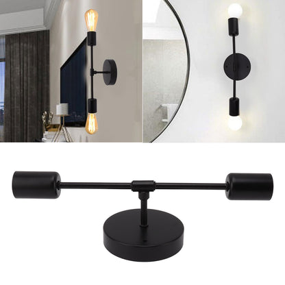 E27 E26 Double Wall Light Base Iron 85‑265V Black Modern Light Holder Base for Living Room Bathroom Dressing Room