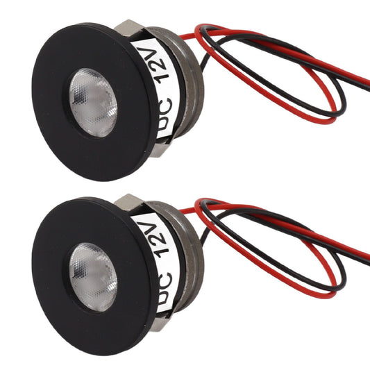 2PCS Recessed Mini LED Spotlight 15 Degrees 1 Watt 80LM Small LED Spotlight for Jewelry Showcase 12VDC