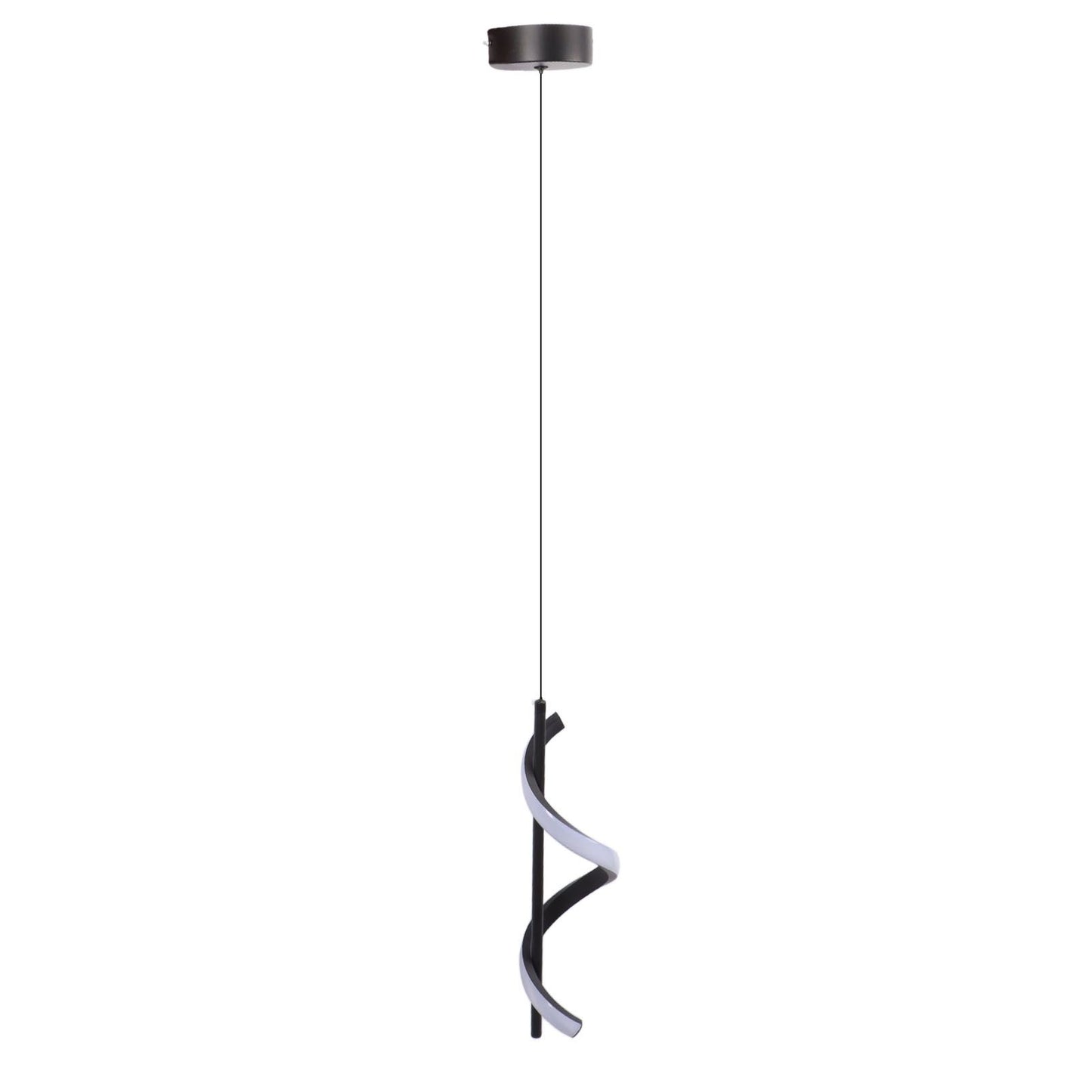 Spiral LED Pendant Light Black Glareless Bright Eyes Protection LED Hanging Lamp for Living Room Cafe Family 85‑265V Warm Light