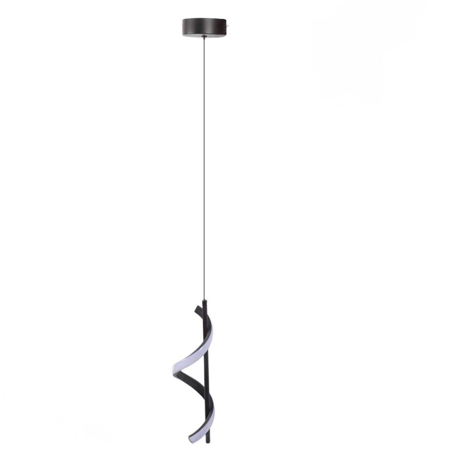 Spiral LED Pendant Light Black Glareless Bright Eyes Protection LED Hanging Lamp for Living Room Cafe Family 85‑265V Warm Light
