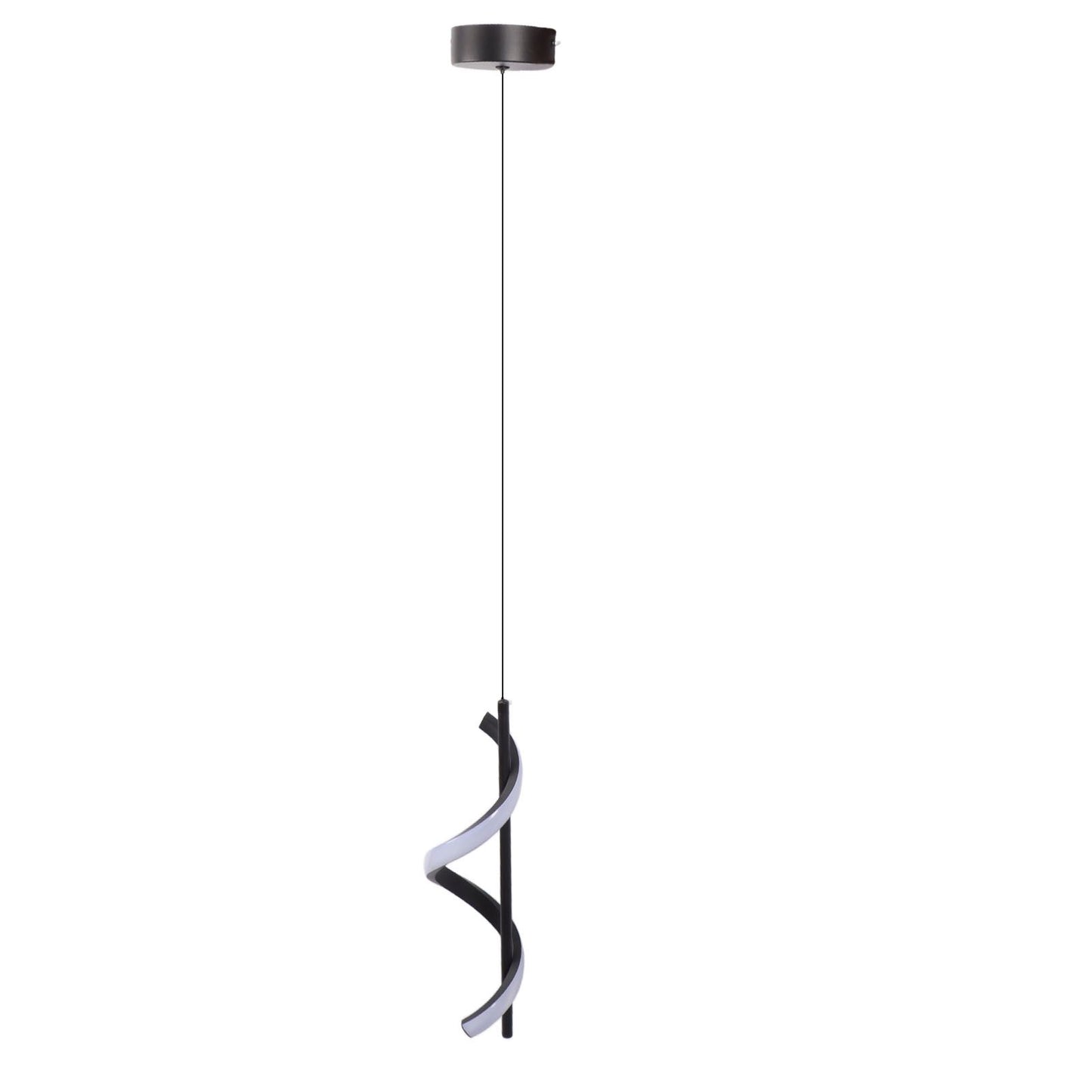 Spiral LED Pendant Light Black Glareless Bright Eyes Protection LED Hanging Lamp for Living Room Cafe Family 85‑265V Warm Light