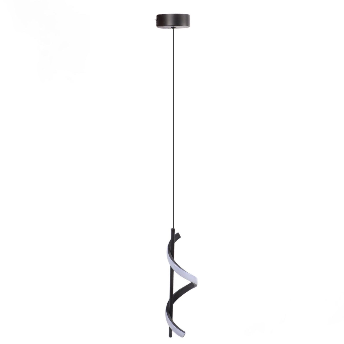 Spiral LED Pendant Light Black Glareless Bright Eyes Protection LED Hanging Lamp for Living Room Cafe Family 85‑265V Warm Light