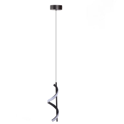 Spiral LED Pendant Light Black Glareless Bright Eyes Protection LED Hanging Lamp for Living Room Cafe Family 85‑265V White Light