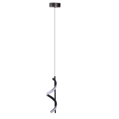 Spiral LED Pendant Light Black Glareless Bright Eyes Protection LED Hanging Lamp for Living Room Cafe Family 85‑265V White Light