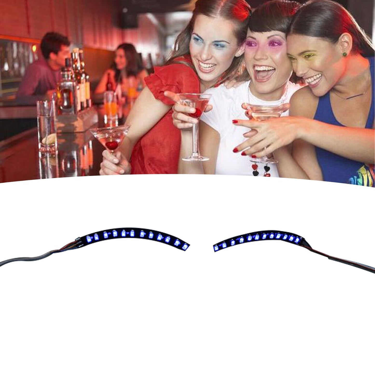 LED False Eyelashes Light Lightweight Stylish Reliable Luminous False Eyelashes Light for Party Bars Nightclubs Halloween Blue