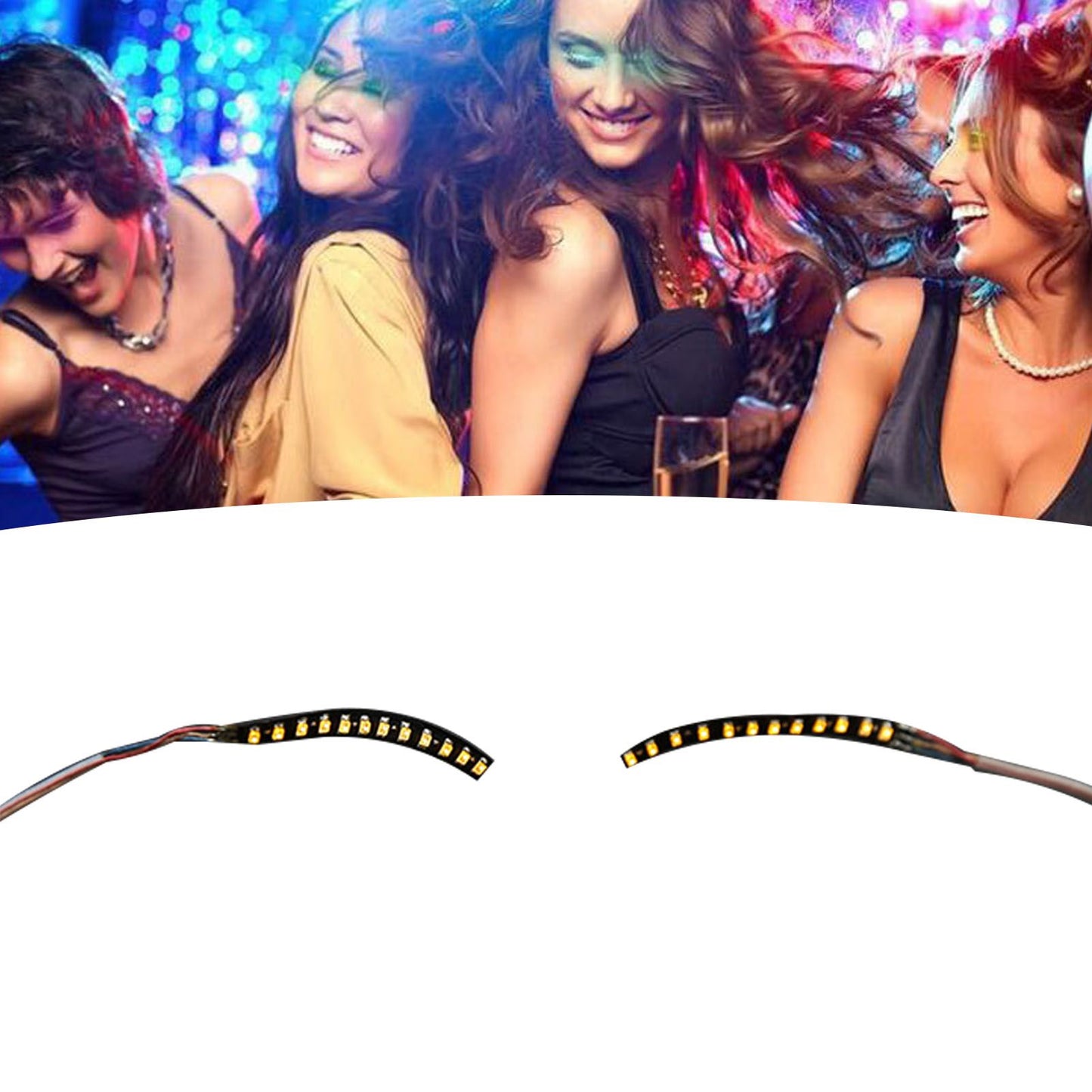 LED False Eyelashes Light Lightweight Stylish Reliable Luminous False Eyelashes Light for Party Bars Nightclubs Halloween Yellow