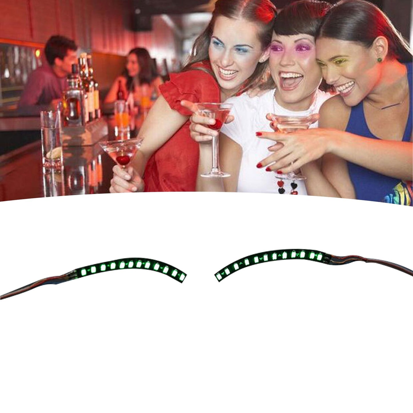 LED False Eyelashes Light Lightweight Stylish Reliable Luminous False Eyelashes Light for Party Bars Nightclubs Halloween Green