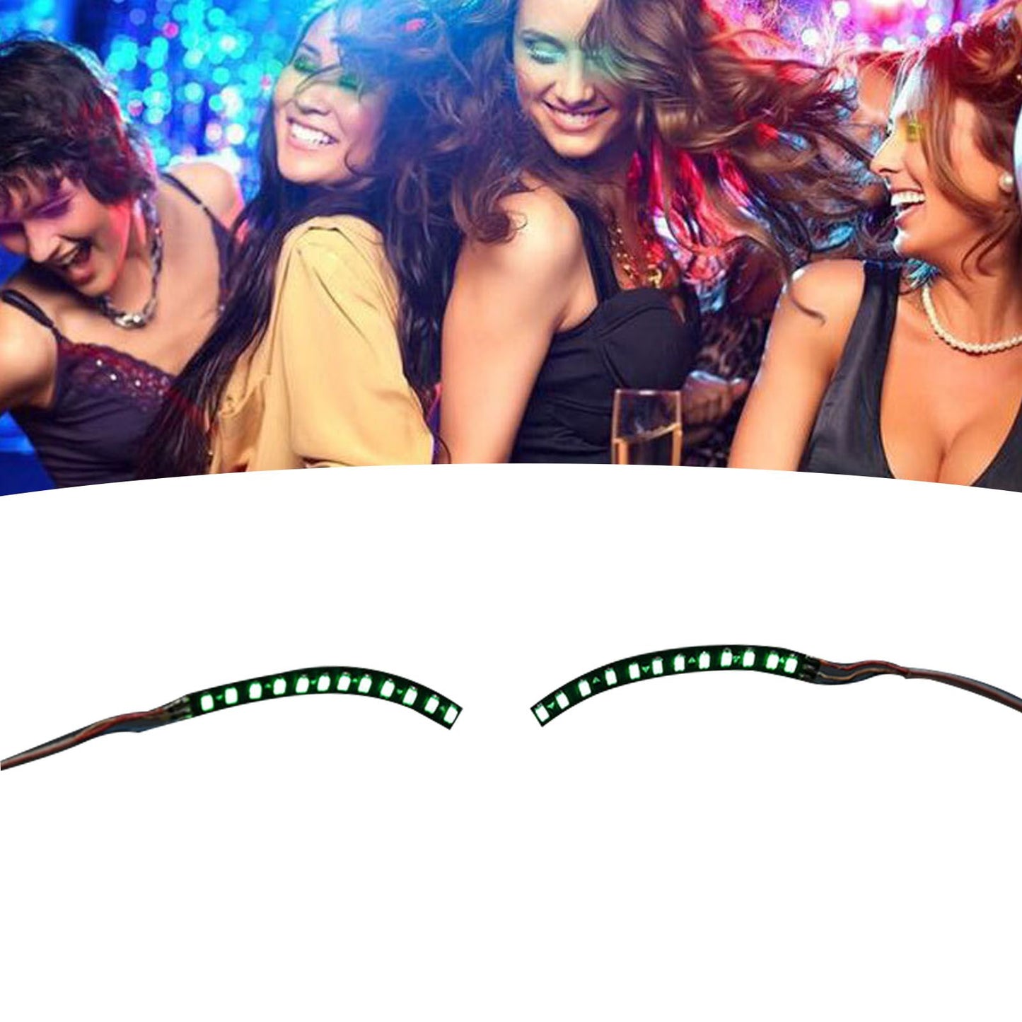 LED False Eyelashes Light Lightweight Stylish Reliable Luminous False Eyelashes Light for Party Bars Nightclubs Halloween Green