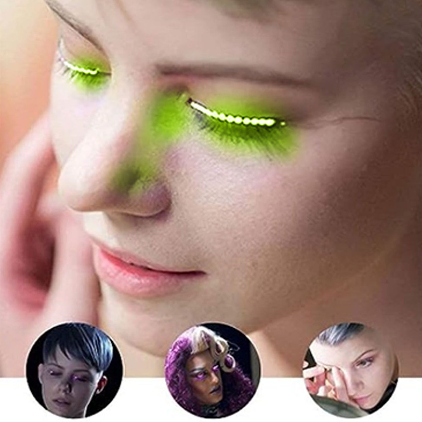 LED False Eyelashes Light Lightweight Stylish Reliable Luminous False Eyelashes Light for Party Bars Nightclubs Halloween Green
