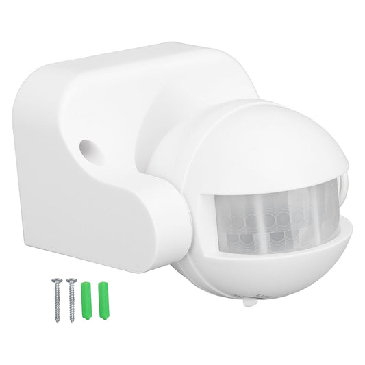 Wall Mounted Motion Sensor Automatic Dusk to Dawn Spherical PIR Sensor Outdoor Motion Sensing Switch for Home Security LED Light AC 110 to 240V White