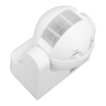 Wall Mounted Motion Sensor Automatic Dusk to Dawn Spherical PIR Sensor Outdoor Motion Sensing Switch for Home Security LED Light AC 110 to 240V White