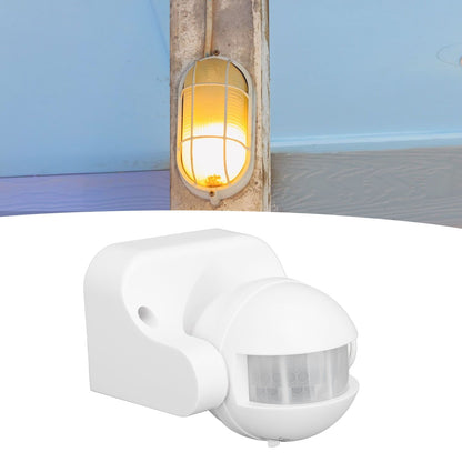 Wall Mounted Motion Sensor Automatic Dusk to Dawn Spherical PIR Sensor Outdoor Motion Sensing Switch for Home Security LED Light AC 110 to 240V White